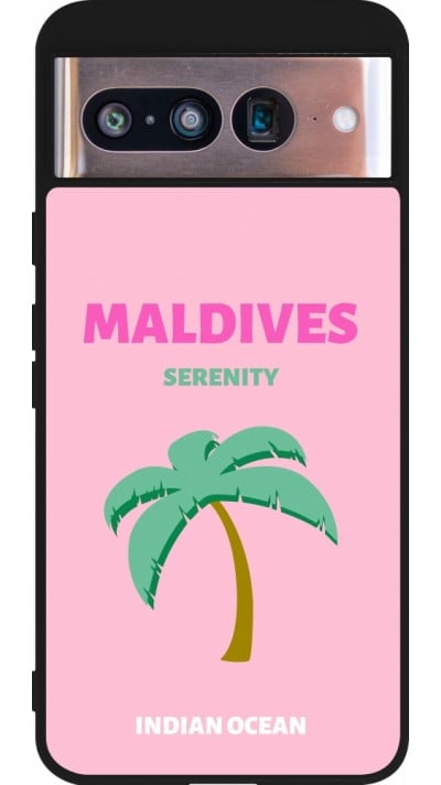 Coque Google Pixel 8 - Silicone rigide noir Pop Summer Destination Maldives