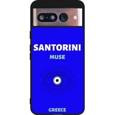 Coque Google Pixel 8 - Silicone rigide noir Pop Summer Destination Santorini