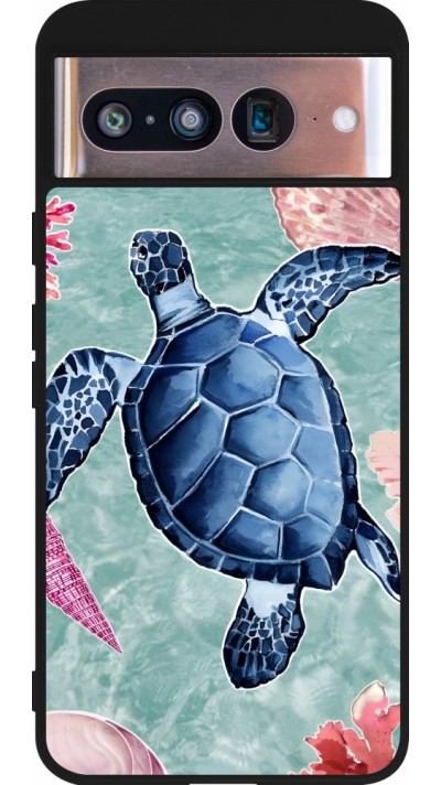 Coque Google Pixel 8 - Silicone rigide noir Preppy Turtle