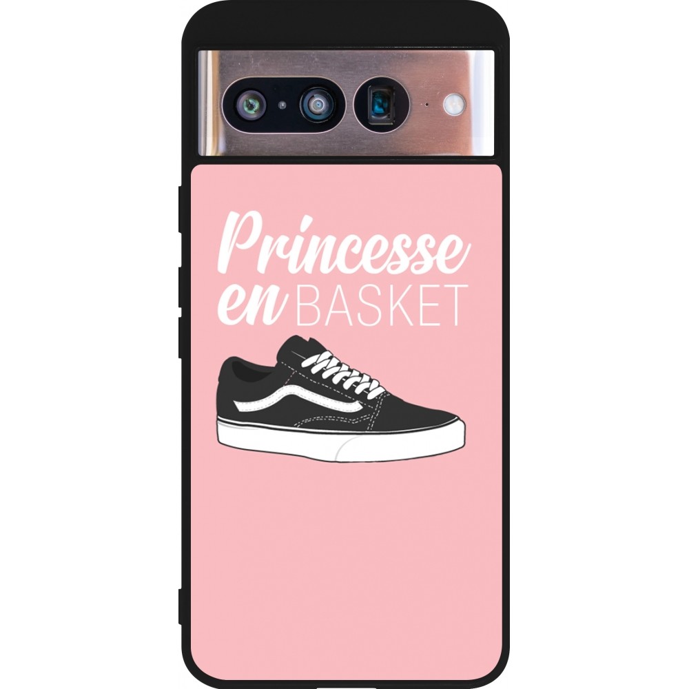 Coque Google Pixel 8 - Silicone rigide noir princesse en basket