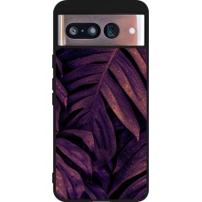 Coque Google Pixel 8 - Silicone rigide noir Purple Light Leaves