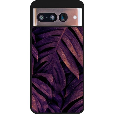 Coque Google Pixel 8 - Silicone rigide noir Purple Light Leaves