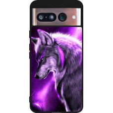 Coque Google Pixel 8 - Silicone rigide noir Purple Sky Wolf