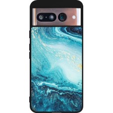 Coque Google Pixel 8 - Silicone rigide noir Sea Foam Blue