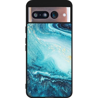 Coque Google Pixel 8 - Silicone rigide noir Sea Foam Blue