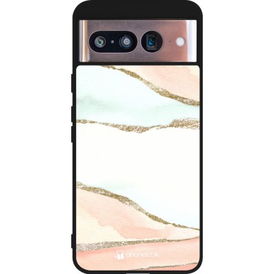 Coque Google Pixel 8 - Silicone rigide noir Shimmering Orange