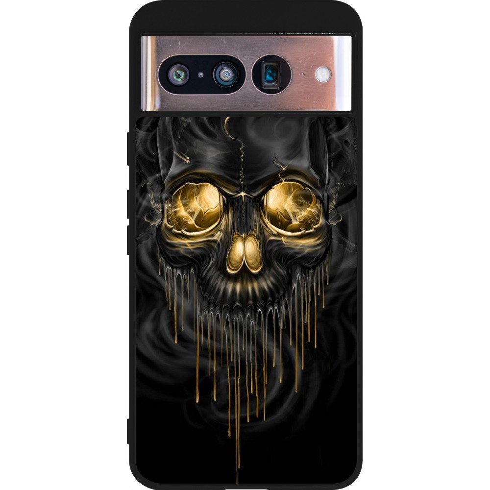 Coque Google Pixel 8 - Silicone rigide noir Skull 02