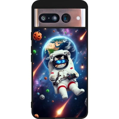 Coque Google Pixel 8 - Silicone rigide noir VR SpaceCat Odyssey