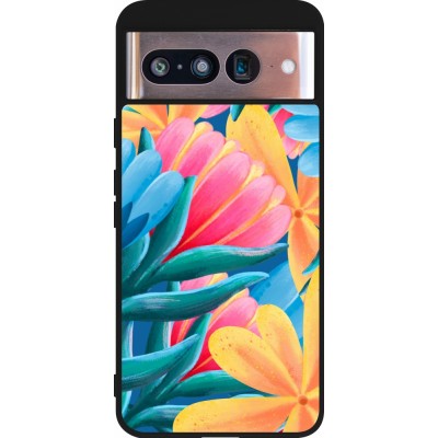 Coque Google Pixel 8 - Silicone rigide noir Spring 23 colorful flowers