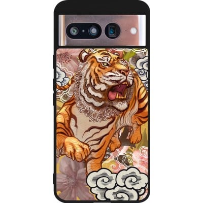 Coque Google Pixel 8 - Silicone rigide noir Spring 23 japanese tiger