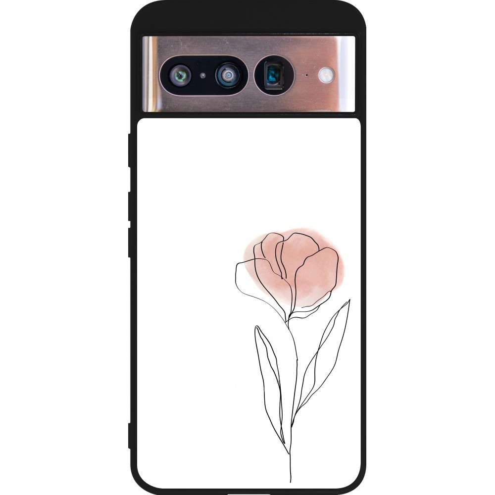 Coque Google Pixel 8 - Silicone rigide noir Spring 23 minimalist flower