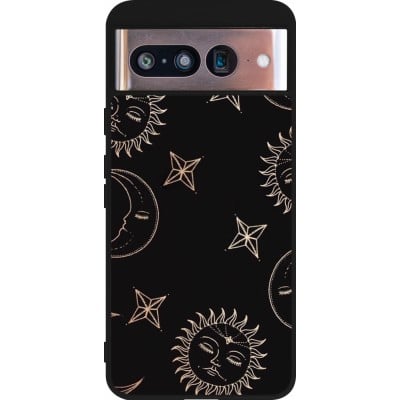 Coque Google Pixel 8 - Silicone rigide noir Suns and Moons