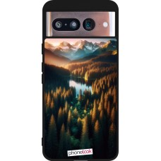 Coque Google Pixel 8 - Silicone rigide noir Sunset Forest Lake