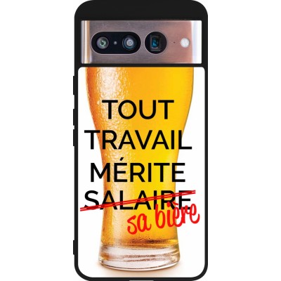 Coque Google Pixel 8 - Silicone rigide noir Tout travail mérite sa bière