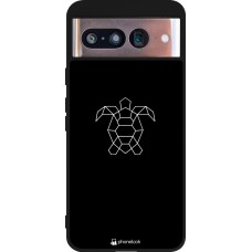 Coque Google Pixel 8 - Silicone rigide noir Turtles lines on black