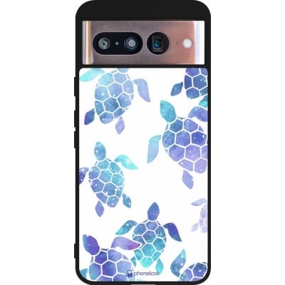 Coque Google Pixel 8 - Silicone rigide noir Turtles pattern watercolor