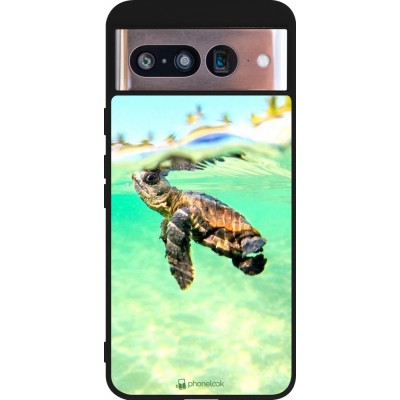 Coque Google Pixel 8 - Silicone rigide noir Turtle Underwater