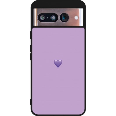 Coque Google Pixel 8 - Silicone rigide noir Valentine 2023 purpule single heart