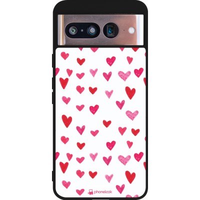 Coque Google Pixel 8 - Silicone rigide noir Valentine 2022 Many pink hearts