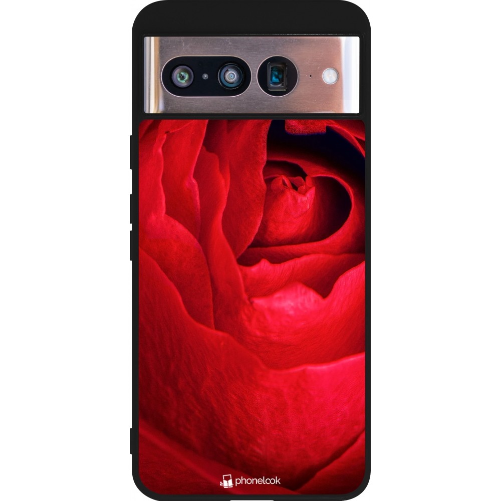 Coque Google Pixel 8 - Silicone rigide noir Valentine 2022 Rose