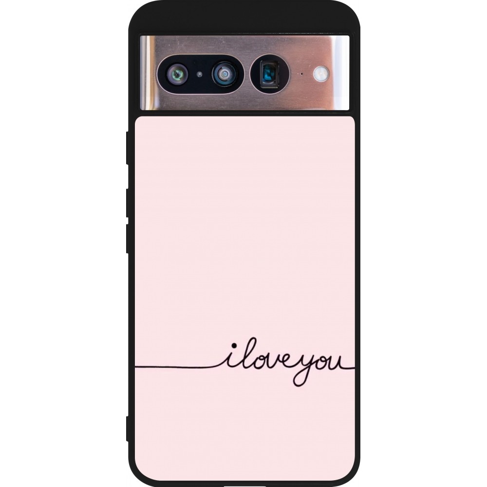 Coque Google Pixel 8 - Silicone rigide noir Valentine 2023 i love you writing