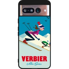 Coque Google Pixel 8 - Silicone rigide noir Verbier Ski Downhill