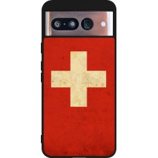 Coque Google Pixel 8 - Silicone rigide noir Vintage Flag SWISS