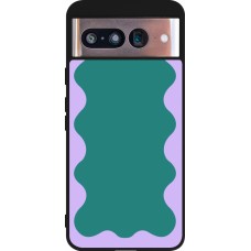 Coque Google Pixel 8 - Silicone rigide noir Wavy Rectangle Green Purple