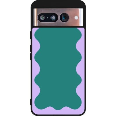 Coque Google Pixel 8 - Silicone rigide noir Wavy Rectangle Green Purple