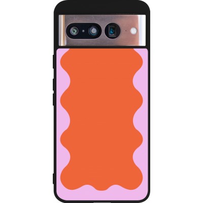 Coque Google Pixel 8 - Silicone rigide noir Wavy Rectangle Orange Pink