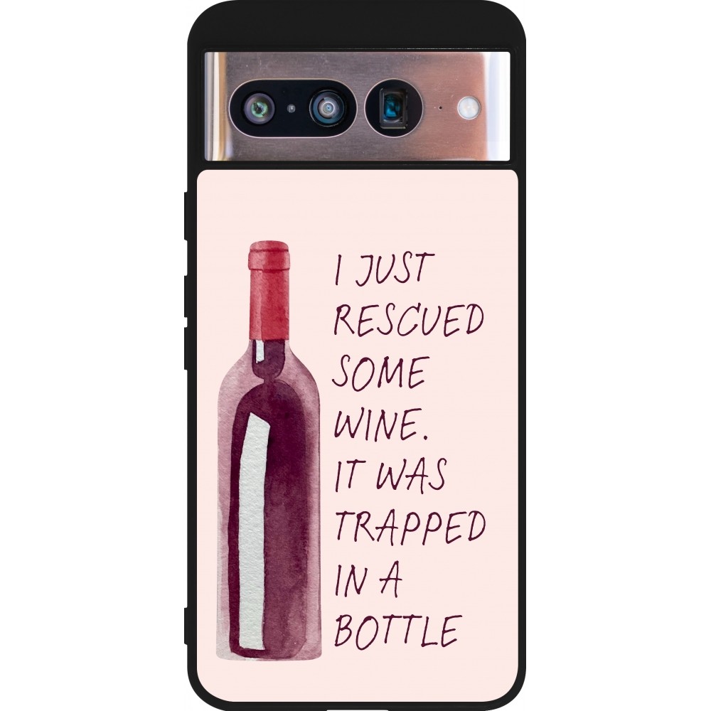 Coque Google Pixel 8 - Silicone rigide noir I just rescued some wine