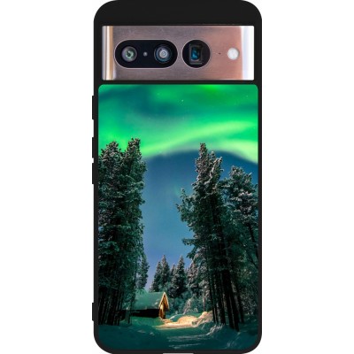 Coque Google Pixel 8 - Silicone rigide noir Winter 22 Northern Lights