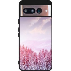 Coque Google Pixel 8 - Silicone rigide noir Winter 22 Pink Forest