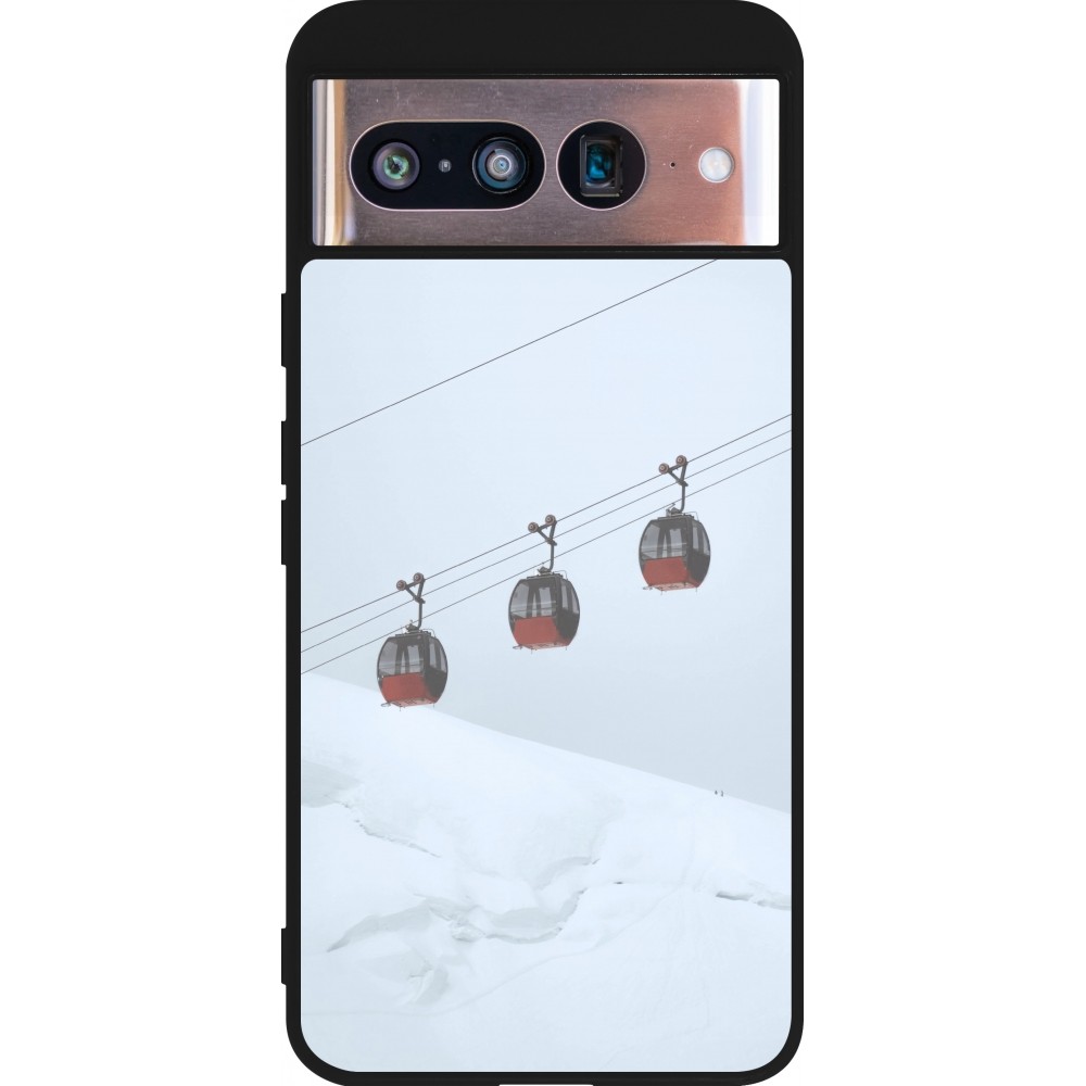 Google Pixel 8 Case Hülle - Silikon schwarz Winter 22 ski lift