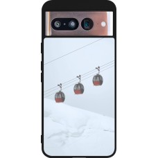 Coque Google Pixel 8 - Silicone rigide noir Winter 22 ski lift