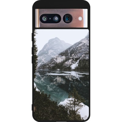 Coque Google Pixel 8 - Silicone rigide noir Winter 22 snowy mountain and lake