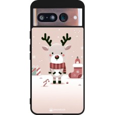 Coque Google Pixel 8 - Silicone rigide noir Noël 2023 Choupinette Renne