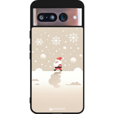 Coque Google Pixel 8 - Silicone rigide noir Noël 2023 Minimalist Santa