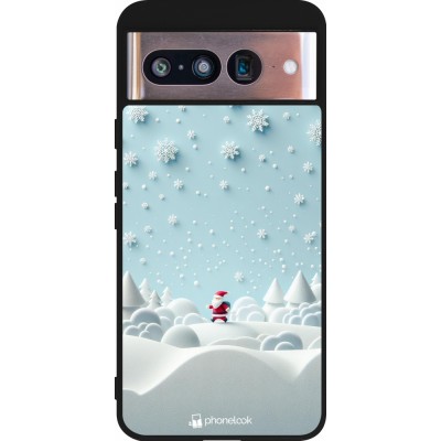 Coque Google Pixel 8 - Silicone rigide noir Noël 2023 Petit Père Flocon