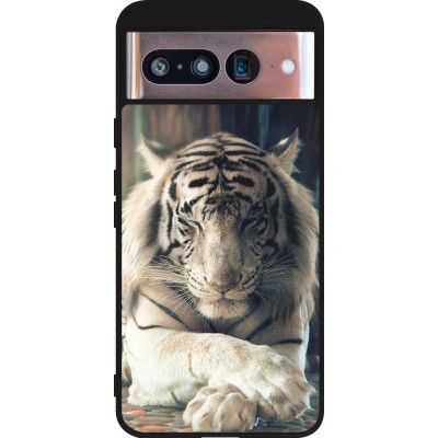 Coque Google Pixel 8 - Silicone rigide noir Zen Tiger