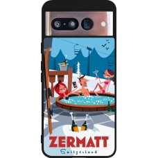 Coque Google Pixel 8 - Silicone rigide noir Zermatt Mountain Jacuzzi