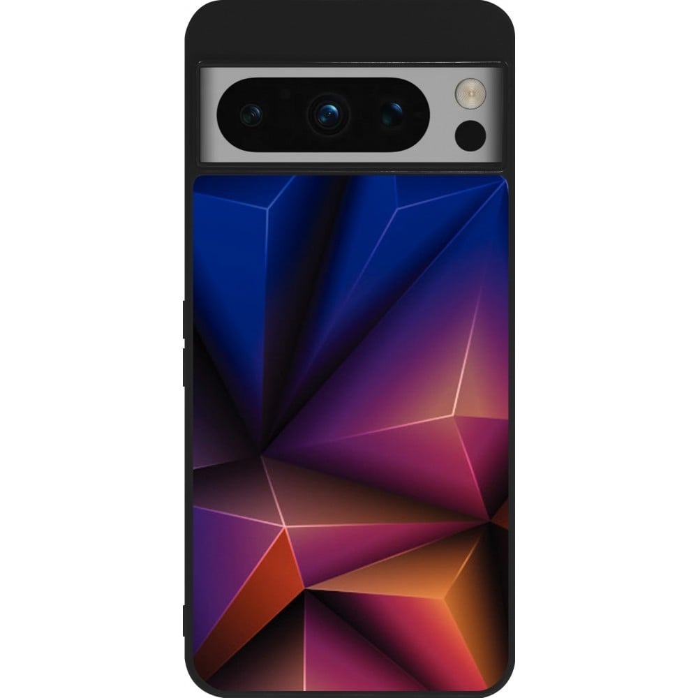 Coque Google Pixel 8 Pro - Silicone rigide noir Abstract Triangles 