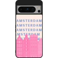 Coque Google Pixel 8 Pro - Silicone rigide noir Amsterdam Pink Print