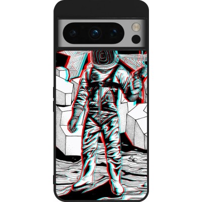 Coque Google Pixel 8 Pro - Silicone rigide noir Anaglyph Astronaut