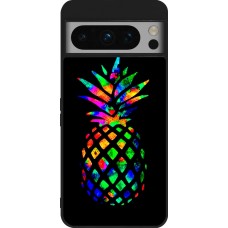 Coque Google Pixel 8 Pro - Silicone rigide noir Ananas Multi-colors