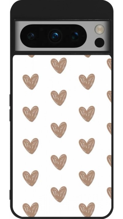 Coque Google Pixel 8 Pro - Silicone rigide noir Autumn 2024 brown hearts