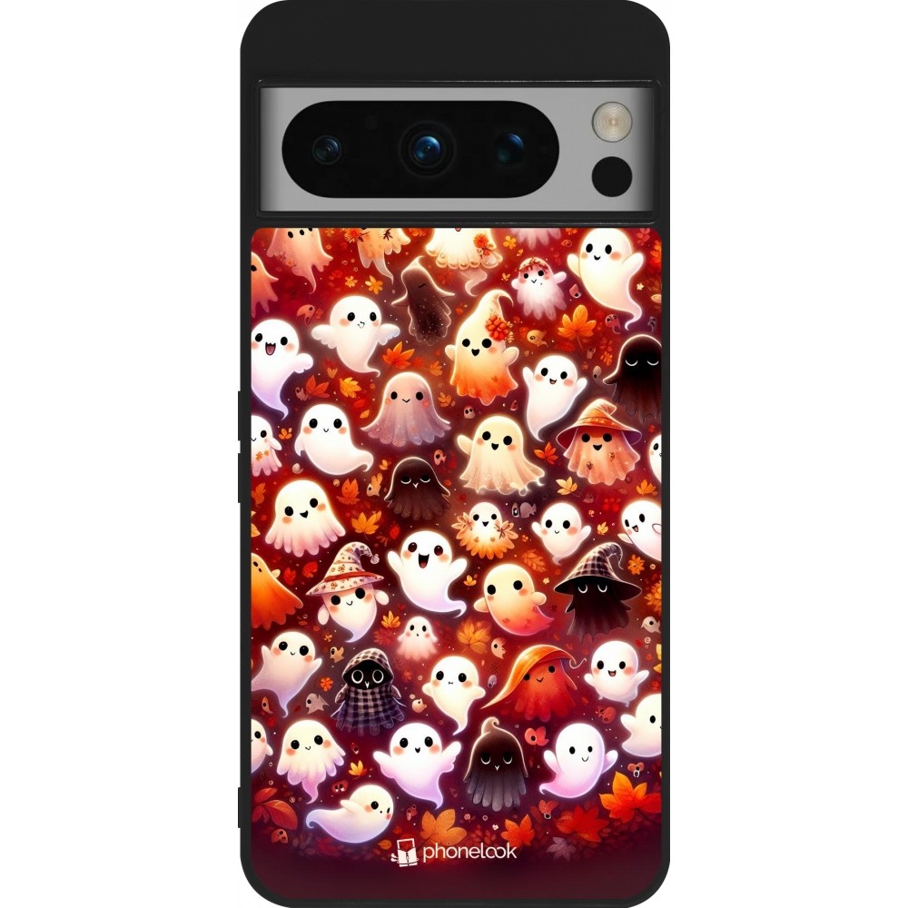 Coque Google Pixel 8 Pro - Silicone rigide noir Fantômes automne mignons