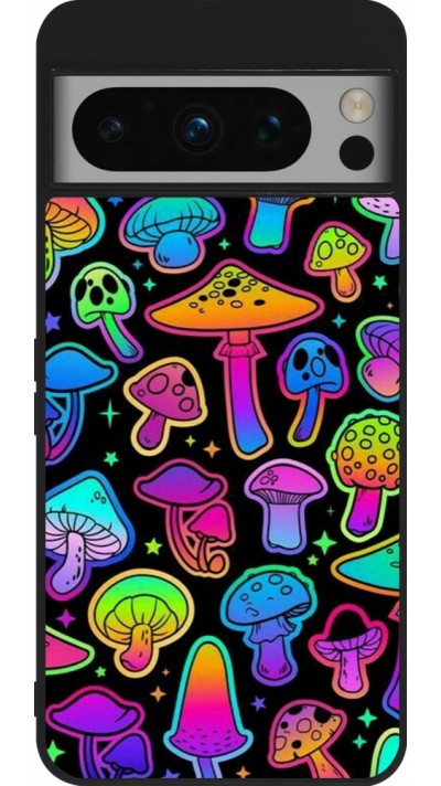 Coque Google Pixel 8 Pro - Silicone rigide noir Autumn 2024 magic mushrooms