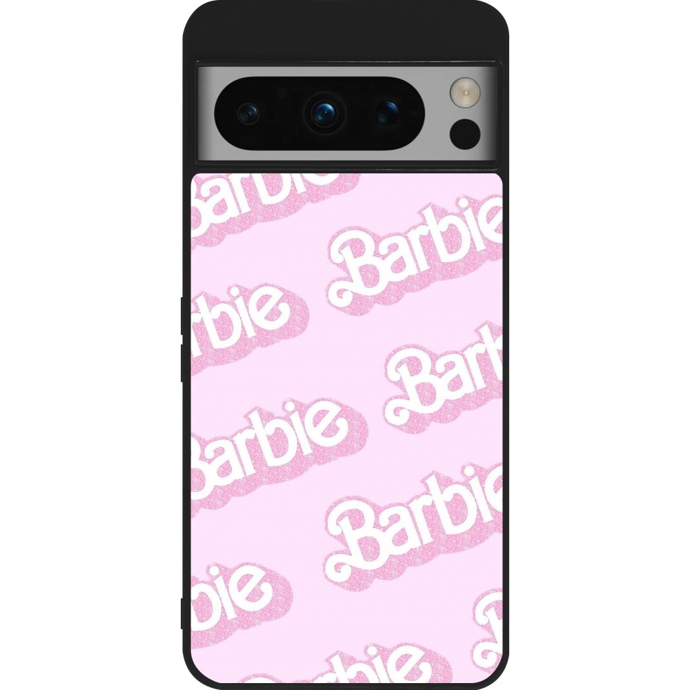 Coque Google Pixel 8 Pro - Silicone rigide noir Barbie light pink pattern