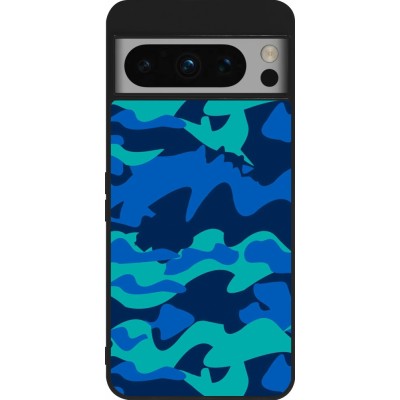 Coque Google Pixel 8 Pro - Silicone rigide noir Camo Blue